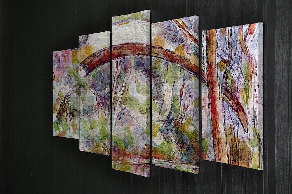 5-split canvas artwork of Cezanne's River at the Bridge of Three Sources, showcasing vibrant colors and serene landscape.